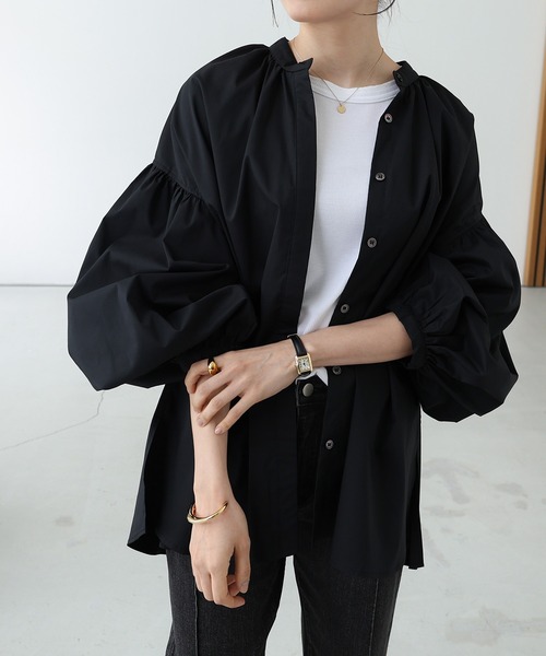 セール】イージーケアギャザーシャツブラウス（シャツ/ブラウス