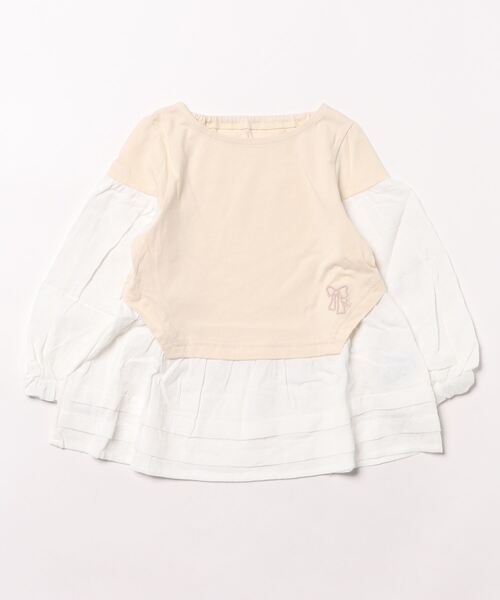 HAKKA KIDS（ハッカキッズ）の「異素材ミックスブラウス（シャツ/ブラウス・キッズ・ネイビー/オフホワイト・100cm/110cm/120cm/130cm）」の2枚目の写真