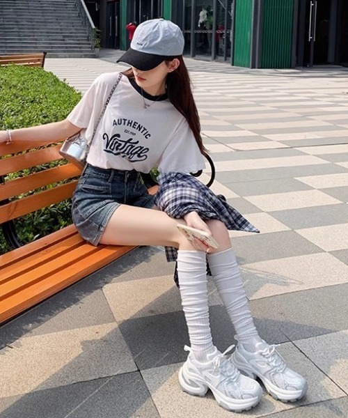 Sibra（シブラ）の「バイカラー メッシュ ドッキング 厚底 ダッド スニーカー  【約6.5cmソール】（スニーカー・レディース・シルバー/ホワイト・S/M/L）」の12枚目の写真