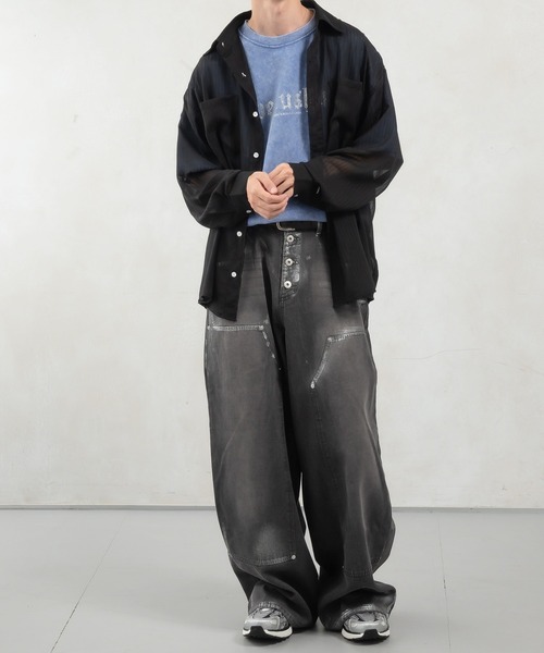 Perushu(ペルーシュ)の「スタッズロゴヴィンテージライクTシャツ(Tシャツ/カットソー・メンズ・ブルー/ブラック/ブラウン・MEDIUM/LARGE)」の19枚目の写真