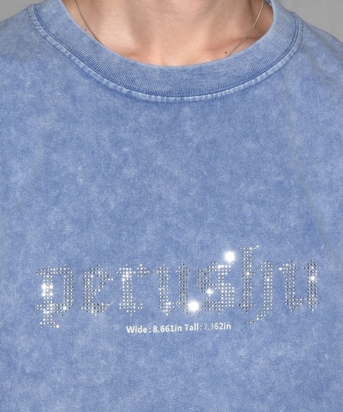 Perushu(ペルーシュ)の「スタッズロゴヴィンテージライクTシャツ(Tシャツ/カットソー・メンズ・ブルー/ブラック/ブラウン・MEDIUM/LARGE)」の10枚目の写真
