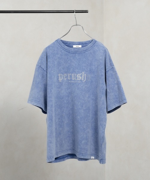 Perushu(ペルーシュ)の「スタッズロゴヴィンテージライクTシャツ(Tシャツ/カットソー・メンズ・ブルー/ブラック/ブラウン・MEDIUM/LARGE)」の5枚目の写真