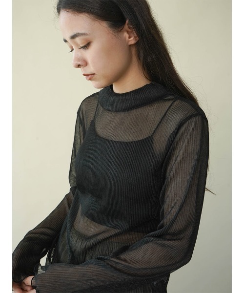 FIKA.(フィーカ)の「Shiny sheer top(Tシャツ/カットソー・レディース・ブラック/ピンク系その他2/ベージュ・FREE)」の2枚目の写真