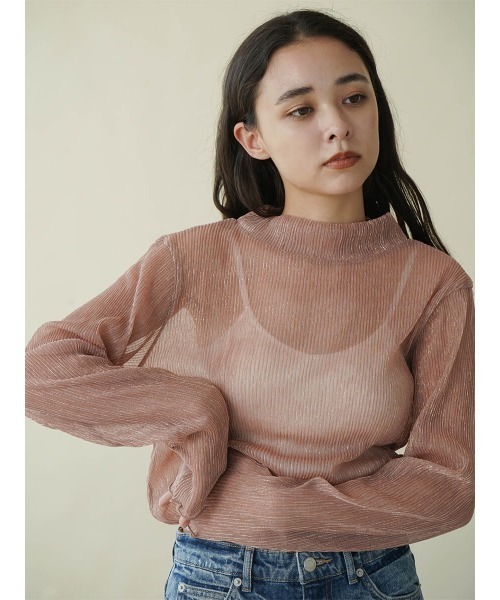 FIKA.(フィーカ)の「Shiny sheer top(Tシャツ/カットソー・レディース・ブラック/ピンク系その他2/ベージュ・FREE)」の6枚目の写真