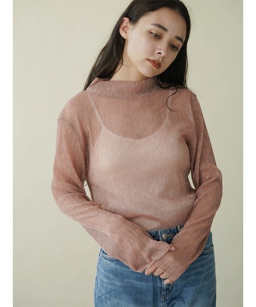 FIKA.(フィーカ)の「Shiny sheer top(Tシャツ/カットソー・レディース・ブラック/ピンク系その他2/ベージュ・FREE)」の9枚目の写真