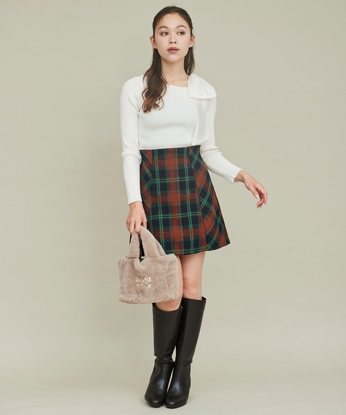 31 Sons de mode（トランテアン　ソン　ドゥ　モード）の「ダブルパターンチェックミニスカート（スカート・レディース・ホワイト×ブラック/ブラウン・36/38）」の15枚目の写真