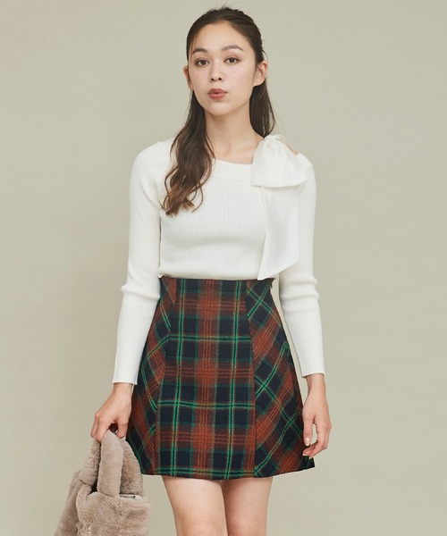 31 Sons de mode（トランテアン　ソン　ドゥ　モード）の「ダブルパターンチェックミニスカート（スカート・レディース・ホワイト×ブラック/ブラウン・36/38）」の16枚目の写真