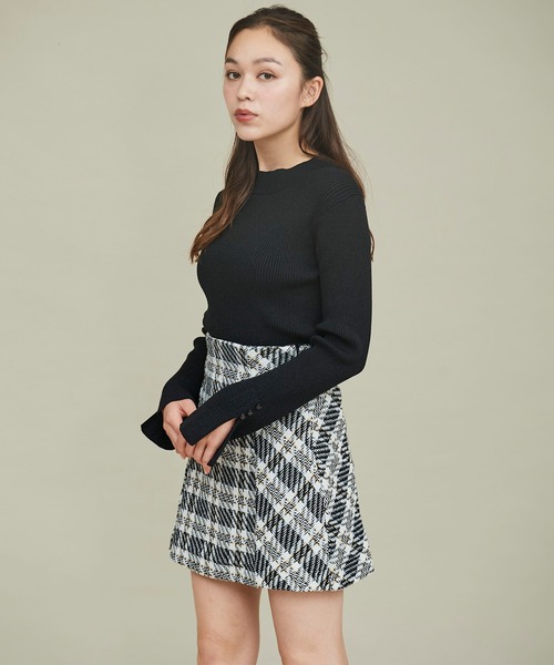 31 Sons de mode（トランテアン　ソン　ドゥ　モード）の「ダブルパターンチェックミニスカート（スカート・レディース・ホワイト×ブラック/ブラウン・36/38）」の12枚目の写真