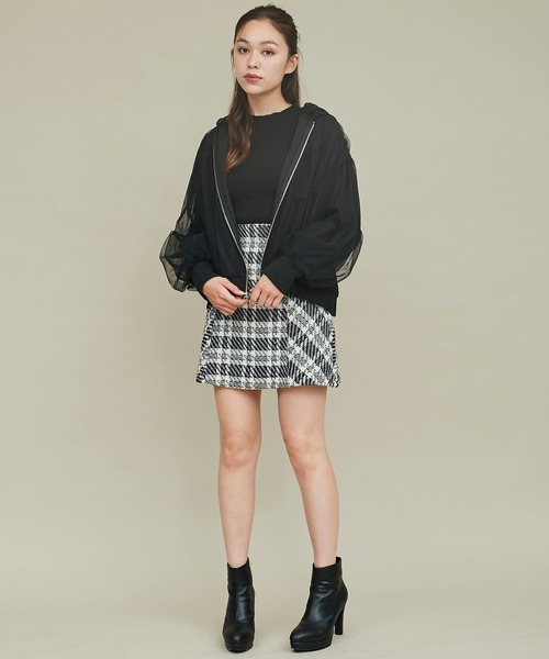 31 Sons de mode（トランテアン　ソン　ドゥ　モード）の「ダブルパターンチェックミニスカート（スカート・レディース・ホワイト×ブラック/ブラウン・36/38）」の9枚目の写真