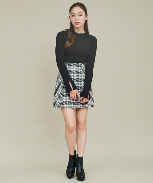 31 Sons de mode（トランテアン　ソン　ドゥ　モード）の「ダブルパターンチェックミニスカート（スカート・レディース・ホワイト×ブラック/ブラウン・36/38）」の7枚目の写真