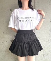 リボン英字半袖Tシャツ