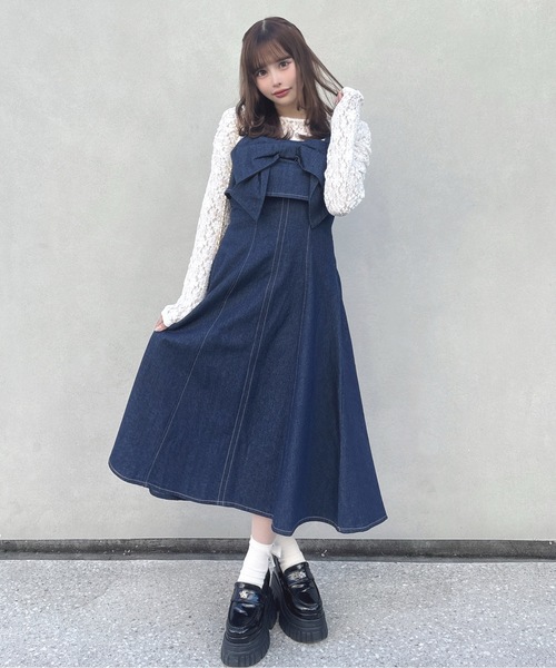 12/10〆　値下げ待ち❌　2wayショルダーリボンジャンスカ リボンジャンスカ（ワンピース）｜one way（ワンウェイ）の