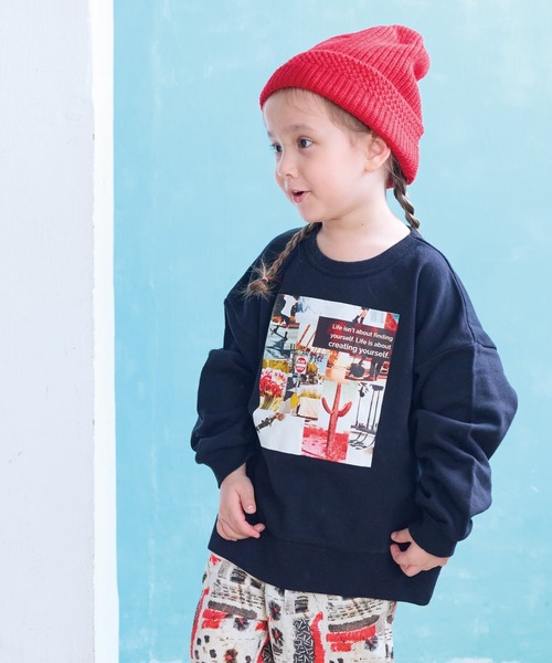 Life Support Products（ライフサポートプロダクツ）の「ビッグシルエットフォトプリントトレーナー（スウェット・キッズ・ブラック系1/ホワイト系1/ホワイト系2/ブラック系2/ホワイト系3/ブラック系3・90/80/100/95/110/150/140/130/120）」の6枚目の写真