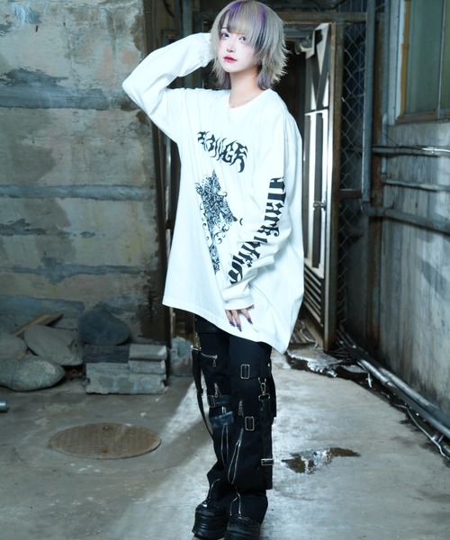 Amilige クロスロゴロングTシャツ Amilige（アミリージュ）の「クロスロゴロングTシャツ（Tシャツ