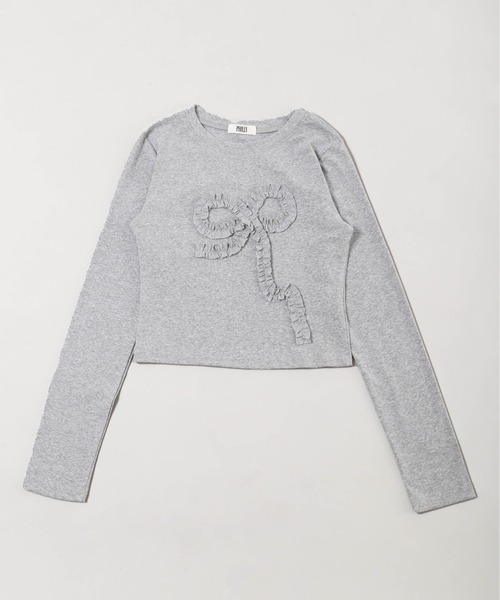 PHILLY（フィリー）の「【PHILLY】ギャザーリボントップス（Tシャツ/カットソー・レディース・グレー/ブラック/ホワイト・FREE）」の20枚目の写真