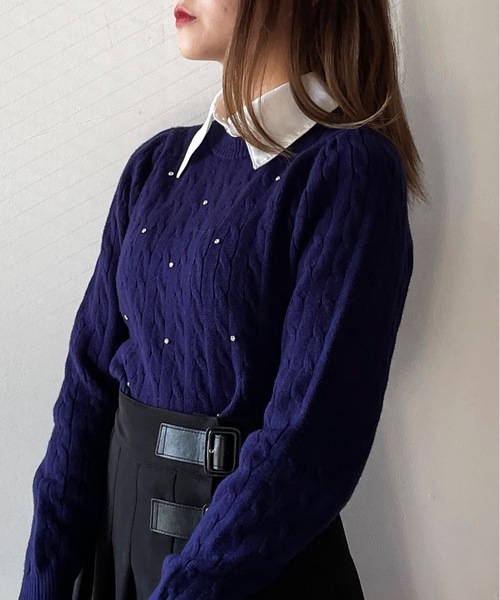 Bibiy. グレー ニットセーター 白襟 ANNABELLE KNIT HOT ! Bibiy