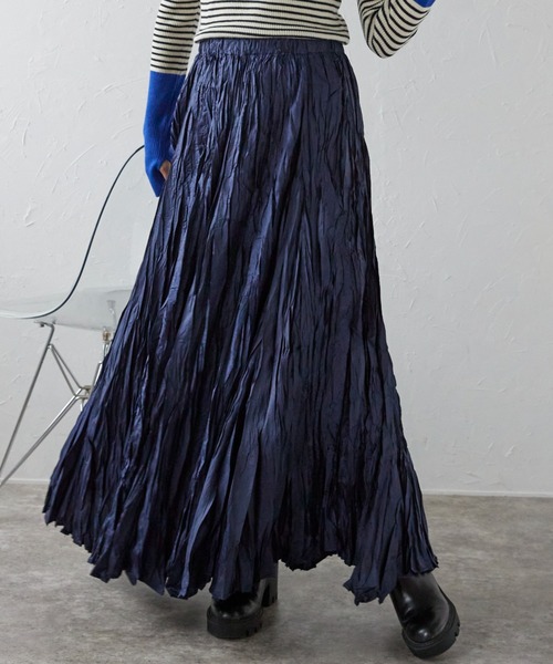 ap retro（アプレトロ）の「ワッシャーロングスカート（スカート・レディース・グレー/チャコールグレー/ブラック/カーキ/モカ/ネイビー/ベージュ・FREE）」の7枚目の写真