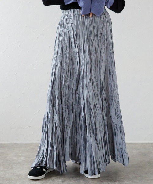 ap retro（アプレトロ）の「ワッシャーロングスカート（スカート・レディース・グレー/チャコールグレー/ブラック/カーキ/モカ/ネイビー/ベージュ・FREE）」の3枚目の写真