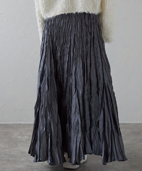 ap retro（アプレトロ）の「ワッシャーロングスカート（スカート・レディース・グレー/チャコールグレー/ブラック/カーキ/モカ/ネイビー/ベージュ・FREE）」の2枚目の写真