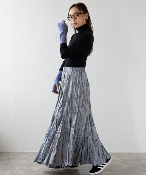 ap retro（アプレトロ）の「ワッシャーロングスカート（スカート・レディース・グレー/チャコールグレー/ブラック/カーキ/モカ/ネイビー/ベージュ・FREE）」の10枚目の写真