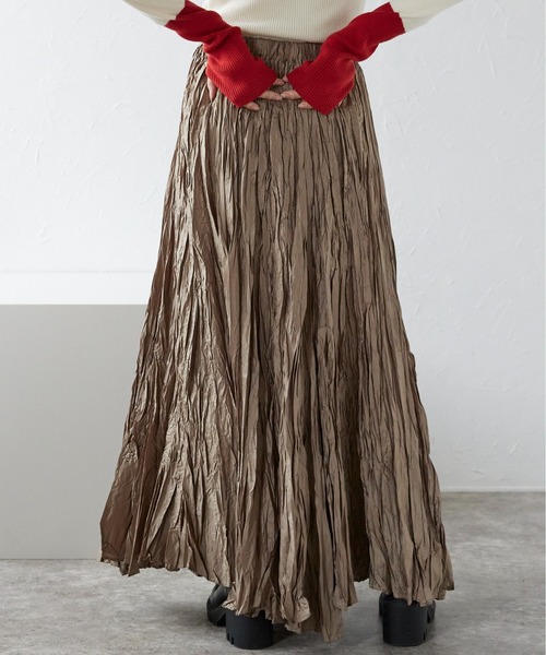 ap retro（アプレトロ）の「ワッシャーロングスカート（スカート・レディース・グレー/チャコールグレー/ブラック/カーキ/モカ/ネイビー/ベージュ・FREE）」の13枚目の写真