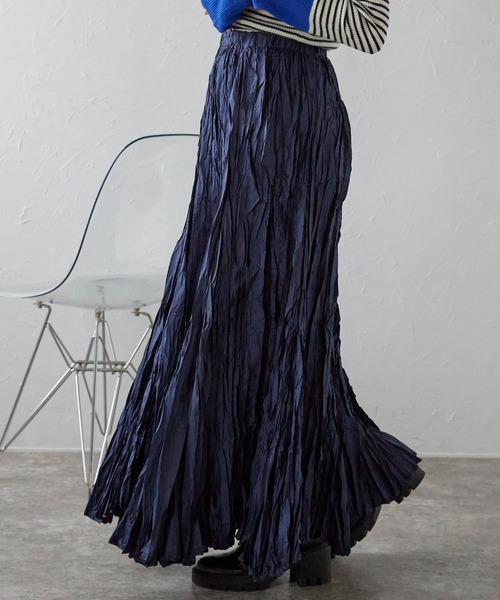 ap retro（アプレトロ）の「ワッシャーロングスカート（スカート・レディース・グレー/チャコールグレー/ブラック/カーキ/モカ/ネイビー/ベージュ・FREE）」の17枚目の写真