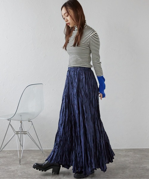 ap retro（アプレトロ）の「ワッシャーロングスカート（スカート・レディース・グレー/チャコールグレー/ブラック/カーキ/モカ/ネイビー/ベージュ・FREE）」の18枚目の写真