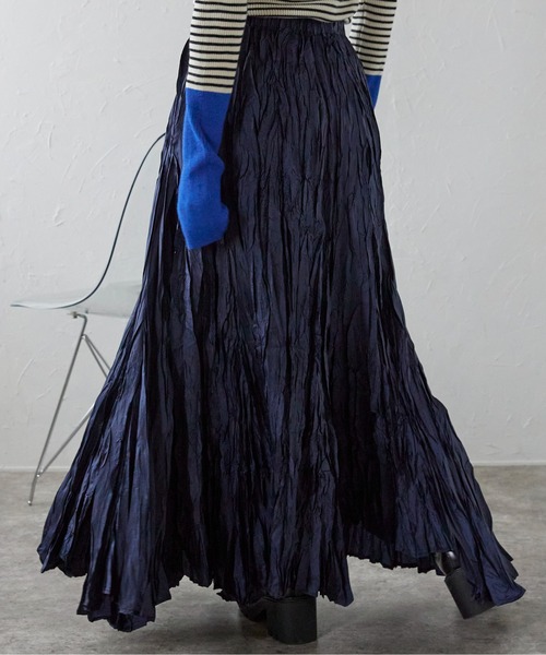 ap retro（アプレトロ）の「ワッシャーロングスカート（スカート・レディース・グレー/チャコールグレー/ブラック/カーキ/モカ/ネイビー/ベージュ・FREE）」の22枚目の写真