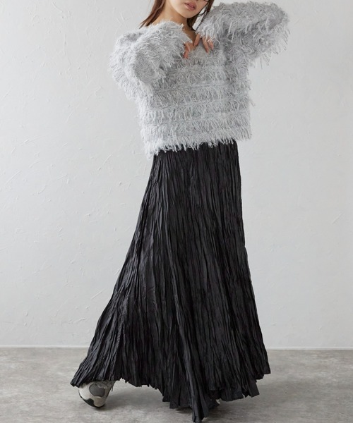 ap retro（アプレトロ）の「ワッシャーロングスカート（スカート・レディース・グレー/チャコールグレー/ブラック/カーキ/モカ/ネイビー/ベージュ・FREE）」の9枚目の写真