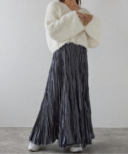 ap retro（アプレトロ）の「ワッシャーロングスカート（スカート・レディース・グレー/チャコールグレー/ブラック/カーキ/モカ/ネイビー/ベージュ・FREE）」の8枚目の写真