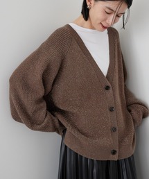 AMERICAN HOLIC | バイパチラメ入リVネック片畦ニットカーディガン(カーディガン/ボレロ)