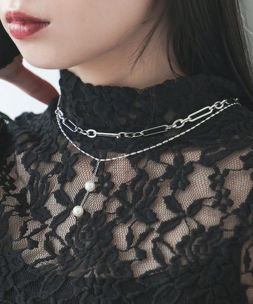 HARE（ハレ）の「ボールモチーフ2Pネックレス(HARE)（ネックレス・レディース・ホワイト/シルバー・FREE）」の2枚目の写真