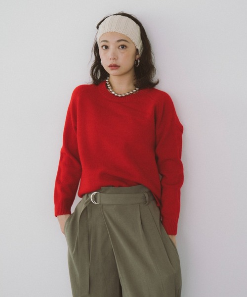 クルーネックカラーニットプルオーバー（ニット/セーター）｜HANNE