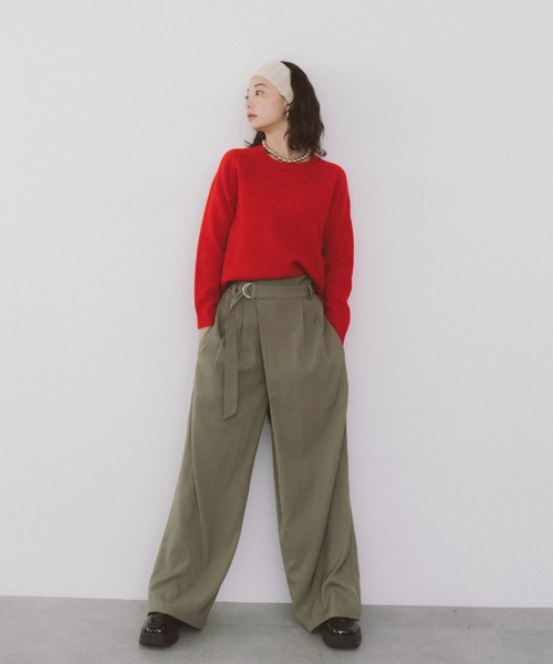 HANNE(アン)の「クルーネックカラーニットプルオーバー(ニット/セーター・レディース・レッド/グレー/ブルー・FREE)」の7枚目の写真