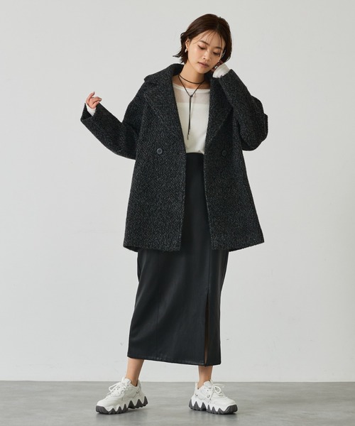 abahouse mavie（アバハウスマヴィ）の「ダブルハーフコート/ピーコート（ピーコート・レディース・チャコールグレー/グレー/ブラウン/オフホワイト/ブラック系その他・フリー）」の13枚目の写真