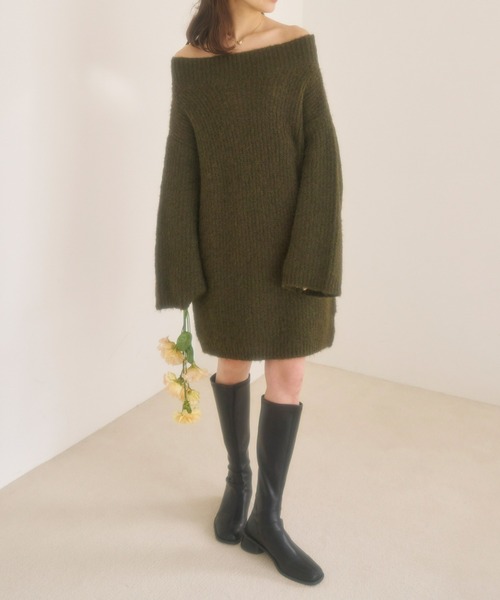 Olu.(オルドット)の「2wayミディニット(ニット/セーター・レディース・ピンク/アイボリー/カーキ・FREE)」の20枚目の写真
