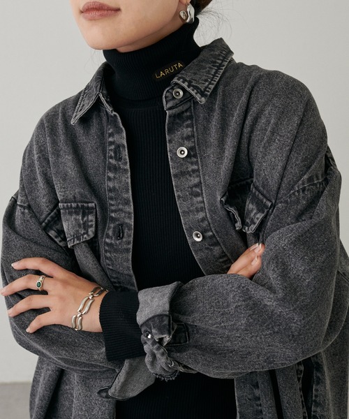 LARUTA(ラルータ)の「【LARUTA】LARUTAロゴ刺繍入りケーブルタートル(ニット/セーター・レディース・ミント/モカ/その他1/オフホワイト/グレー/ブラック・FREE)」の13枚目の写真