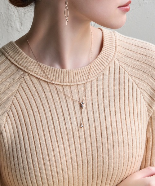 Phoebe(フィービィー)の「【金属アレルギー対応/長さ調節可能】ラディアンスビジューYラインネックレス/Y字/最大全長:47cm/ニッケルフリー(ネックレス・レディース・イエローゴールド/シャンパン・FREE)」の5枚目の写真