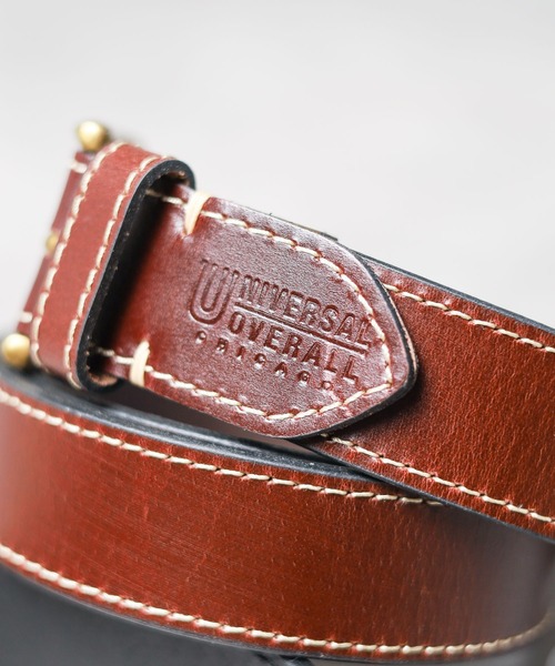 UNIVERSAL OVERALL(ユニバーサルオーバーオール)の「【UNIVERSAL OVERALL(ユニバーサルオーバーオール)】35mmシングルステッチレザーベルト(ベルト・レディース・ダークブラウン/ブラック・FREE)」の4枚目の写真