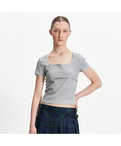 BUTTONED TEE（Tシャツ/カットソー）｜TUOMIO（トゥオミオ）