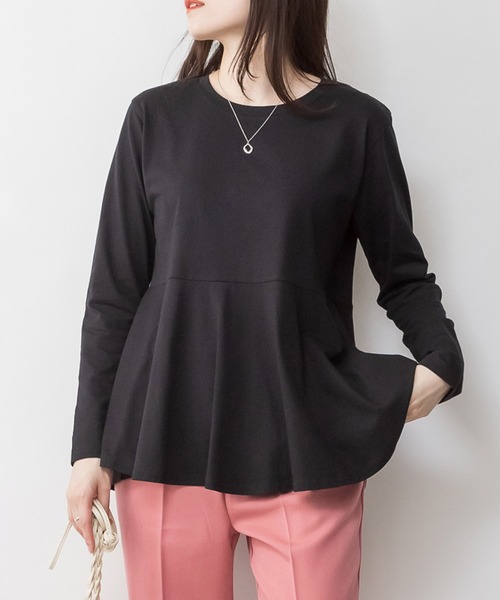 LARU(ラルー)の「裾フレア 長袖 カットソー(Tシャツ/カットソー・レディース・ブラック/オフホワイト/チャコールグレー・M-L)」の12枚目の写真