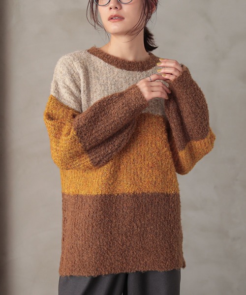 ブークレ配色ニット』（ニット/セーター）｜n'OrLABEL（ノアール
