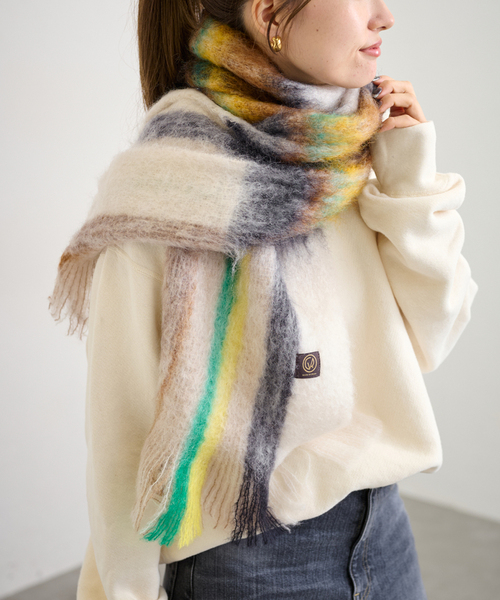 THROWスロー リネンウールストールブラウン フレームワーク フレーム