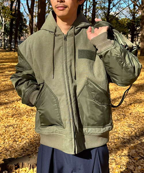 CIAOPANIC(チャオパニック)の「【mi-ry by CIAOPANIC】ワークフーディージャケット(ブルゾン・レディース・オリーブ/ブラック・FREE)」の2枚目の写真