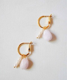 【SHAHA】天然石とパールフープピアス(MA)