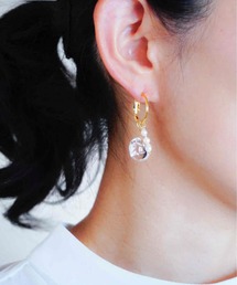 【SHAHA】天然石とパールフープピアス(MA)