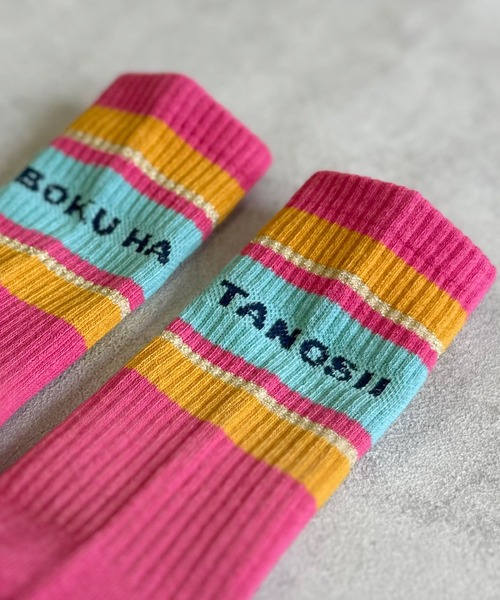 BOKU HA TANOSII（ボク　ハ　タノシイ）の「【BOKU HA TANOSII】ラメラインロゴソックス/kids19-21cm（ソックス/靴下・キッズ・ホワイト/オフホワイト/ピンク/ブルー・19-21cm）」の13枚目の写真