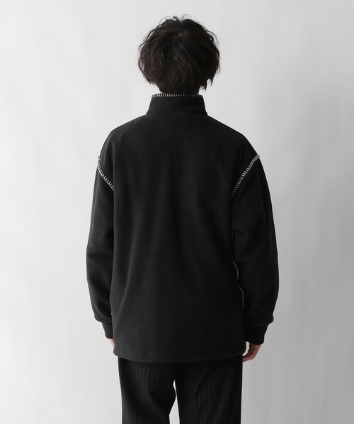 セール】フリース/ワンポイント刺繍ステッチハーフジップ（スウェット