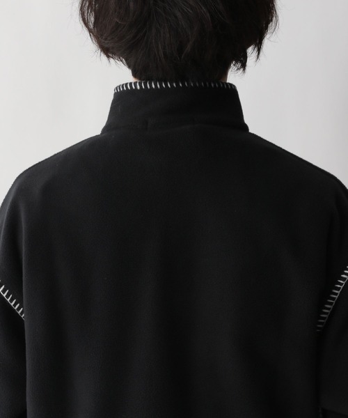 セール】フリース/ワンポイント刺繍ステッチハーフジップ（スウェット