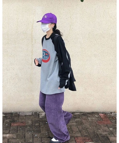 FUNdaysion(ファンデイション)の「袖配色ロゴプリントルーズワッフルトップス(Tシャツ/カットソー・レディース・グレー・M)」の11枚目の写真